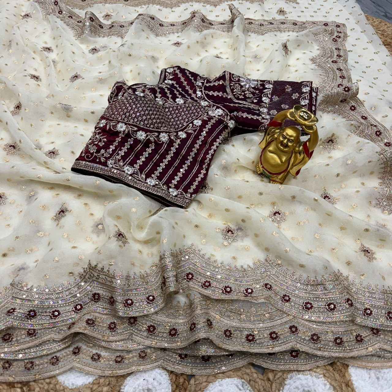 NC MOSS BUTTI SEQUENCE THREAD WORK SAREE