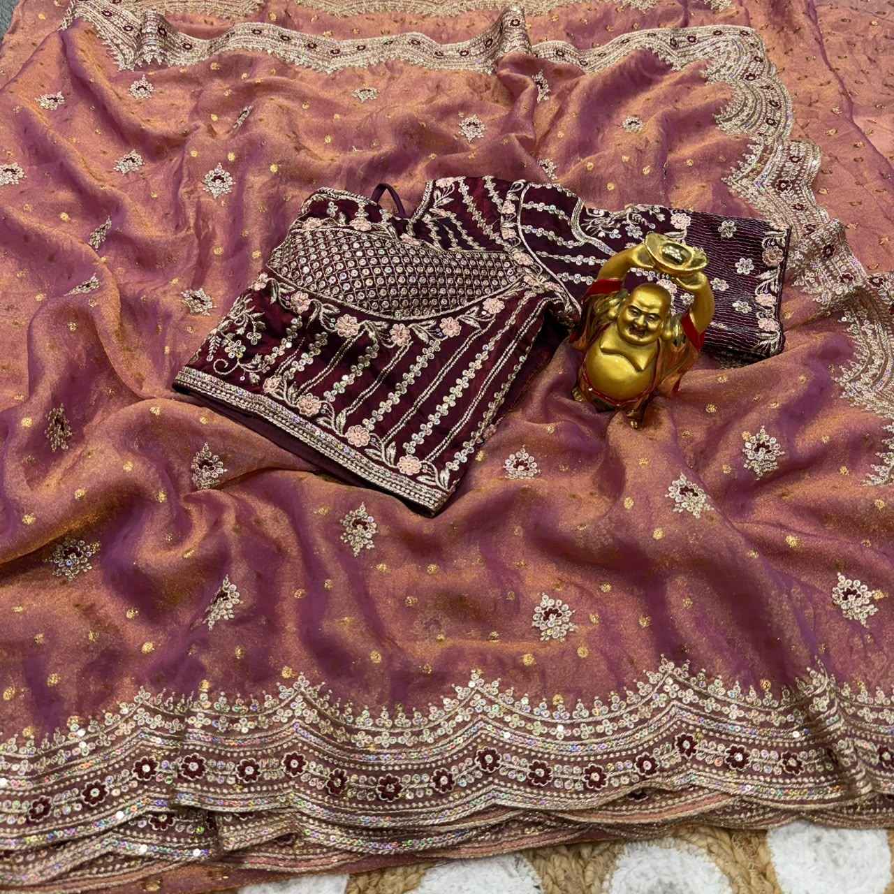 NC MOSS BUTTI SEQUENCE THREAD WORK SAREE