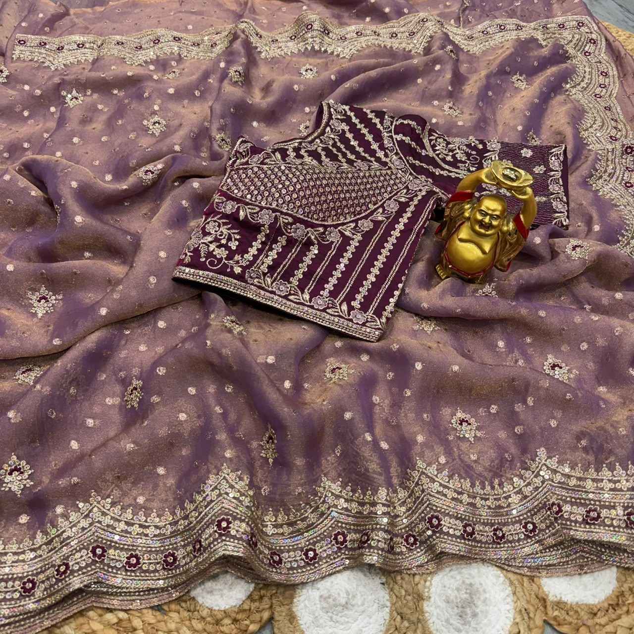 NC MOSS BUTTI SEQUENCE THREAD WORK SAREE