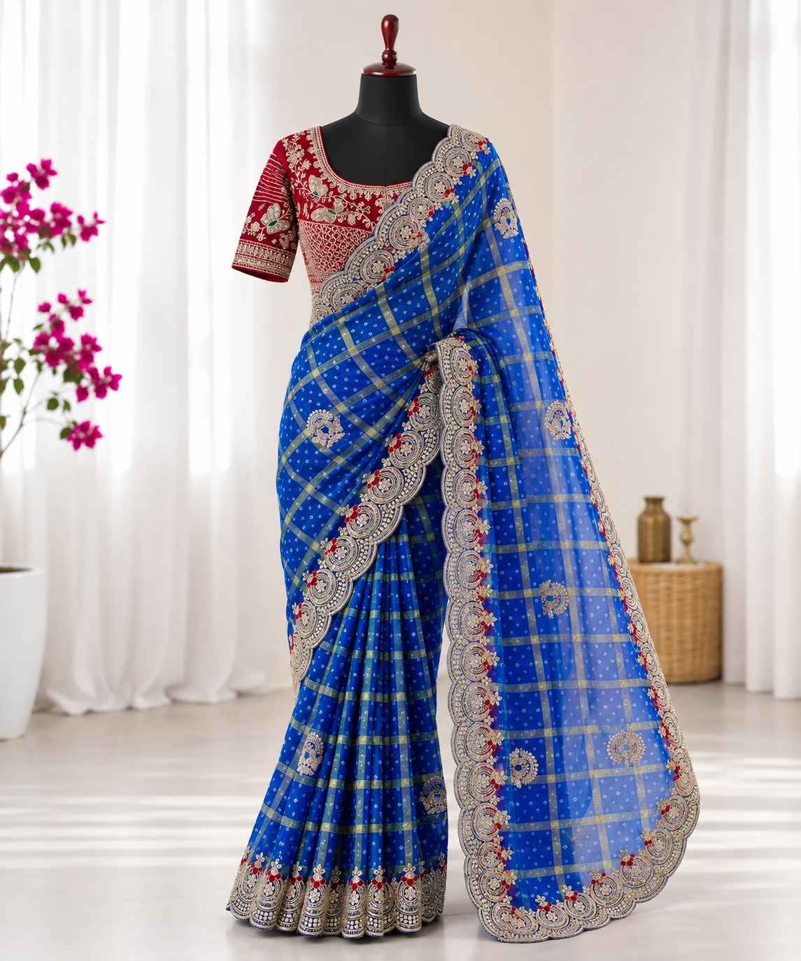 PANETAR CHIFFON  SEQWANCE THREAD WORK SAREE