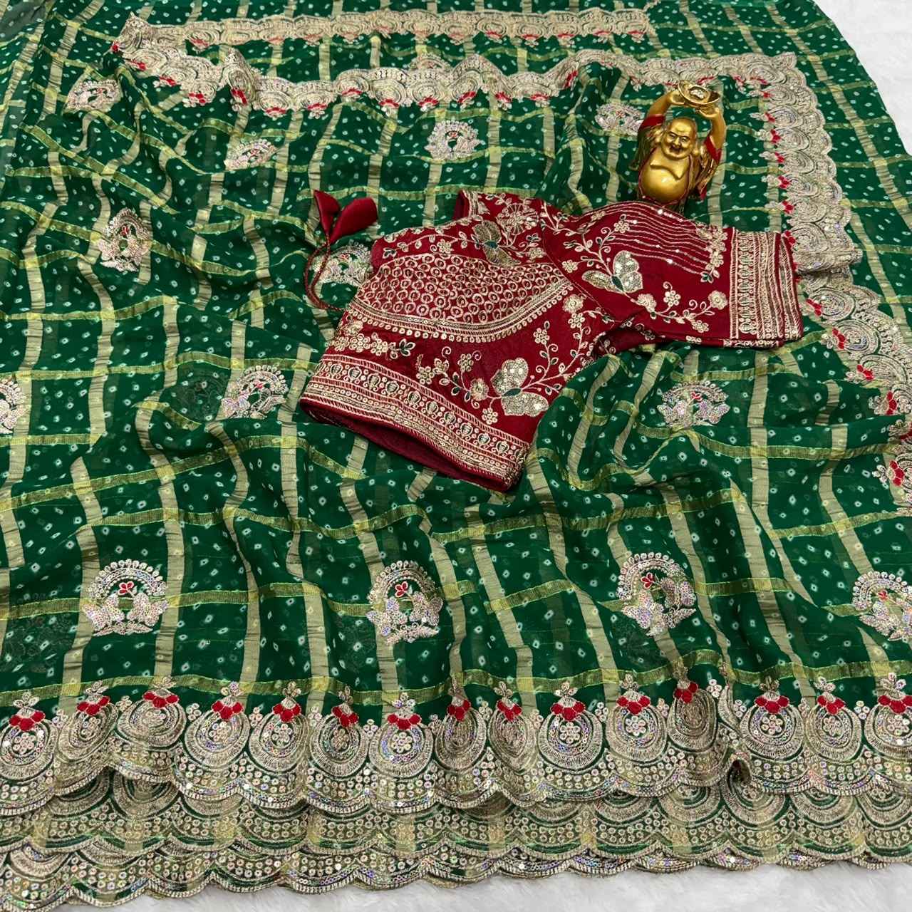 PANETAR CHIFFON  SEQWANCE THREAD WORK SAREE