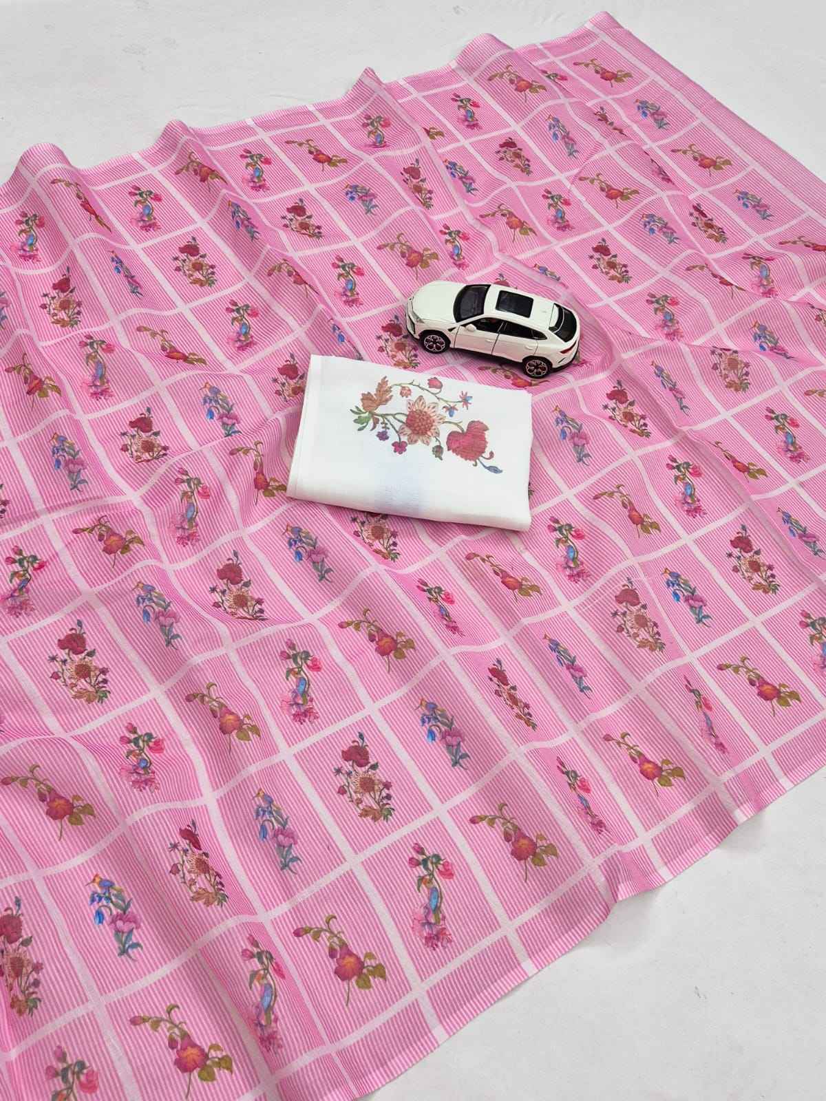 PLAIN LINEN DIGITAL PRINTED SAREE CODE MG680