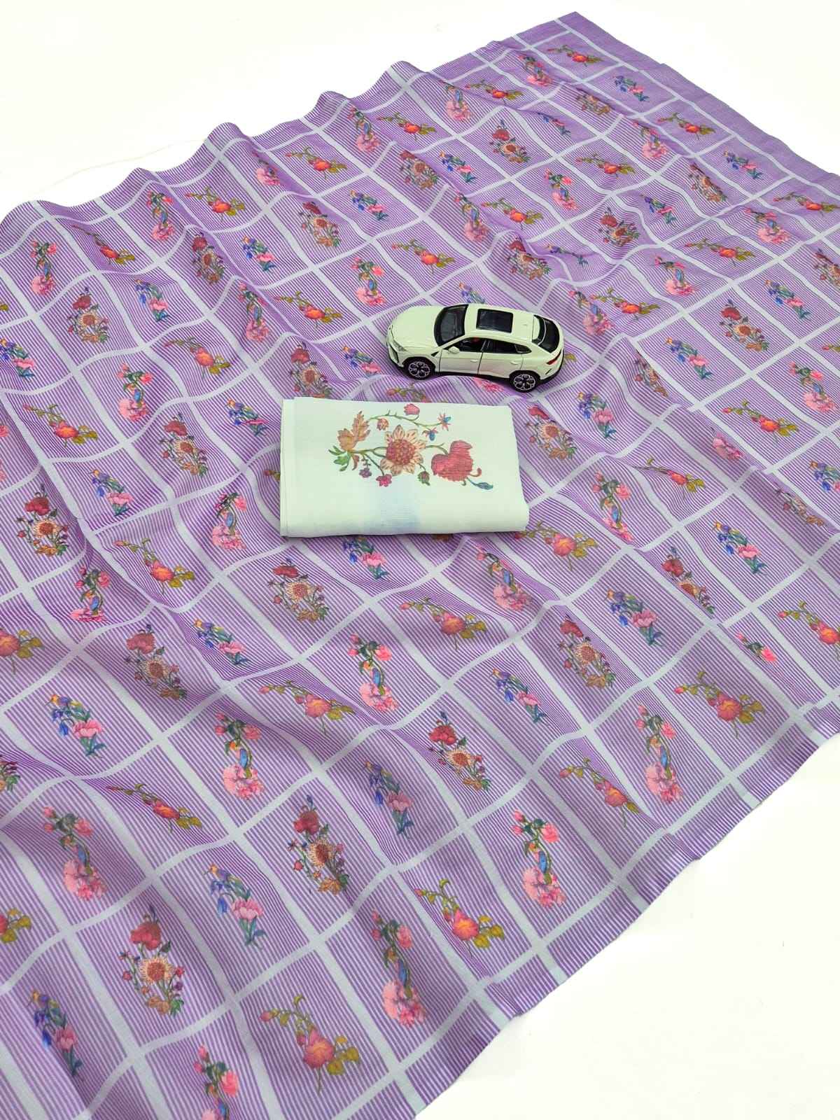 PLAIN LINEN DIGITAL PRINTED SAREE CODE MG680