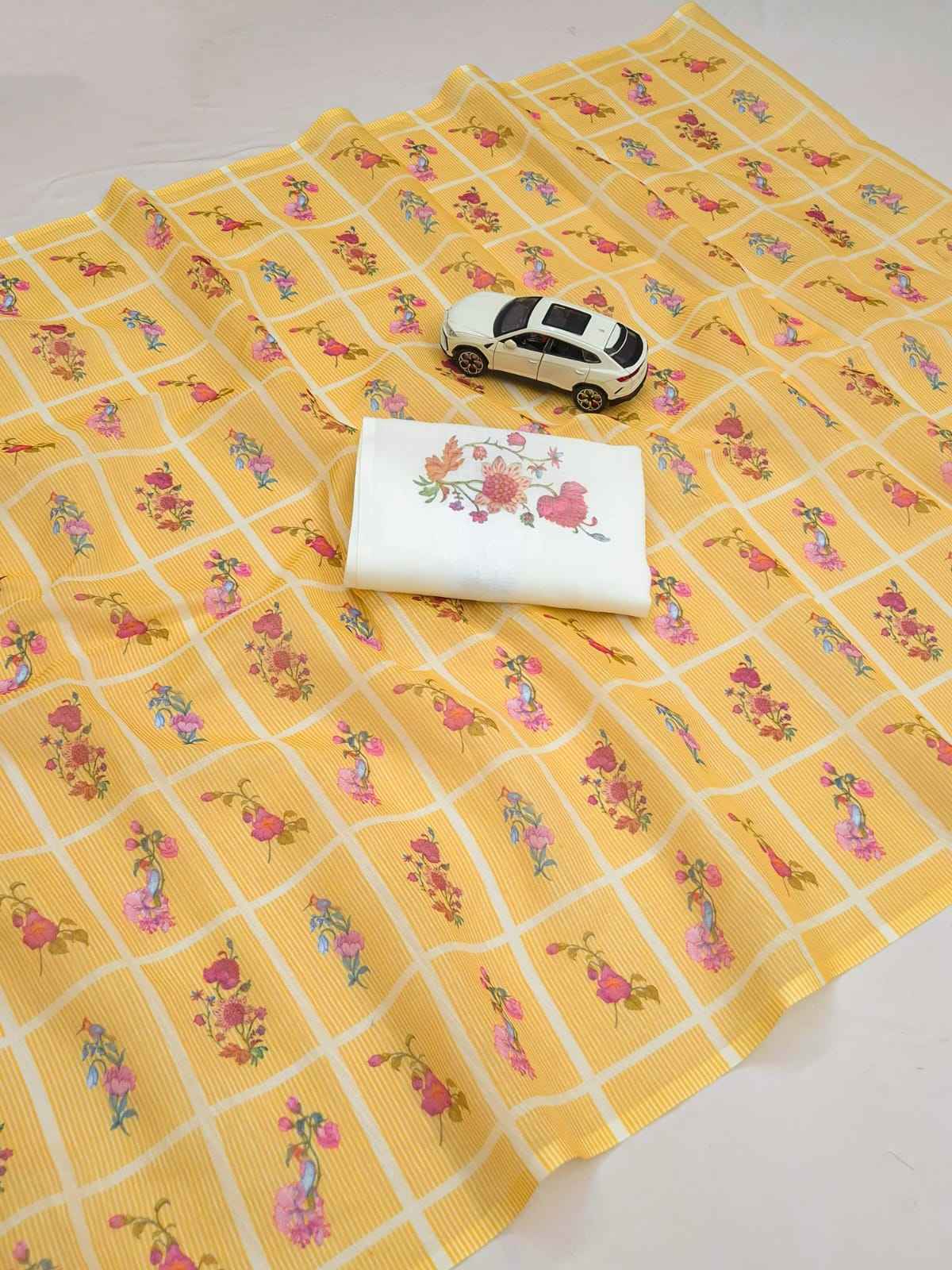 PLAIN LINEN DIGITAL PRINTED SAREE CODE MG680