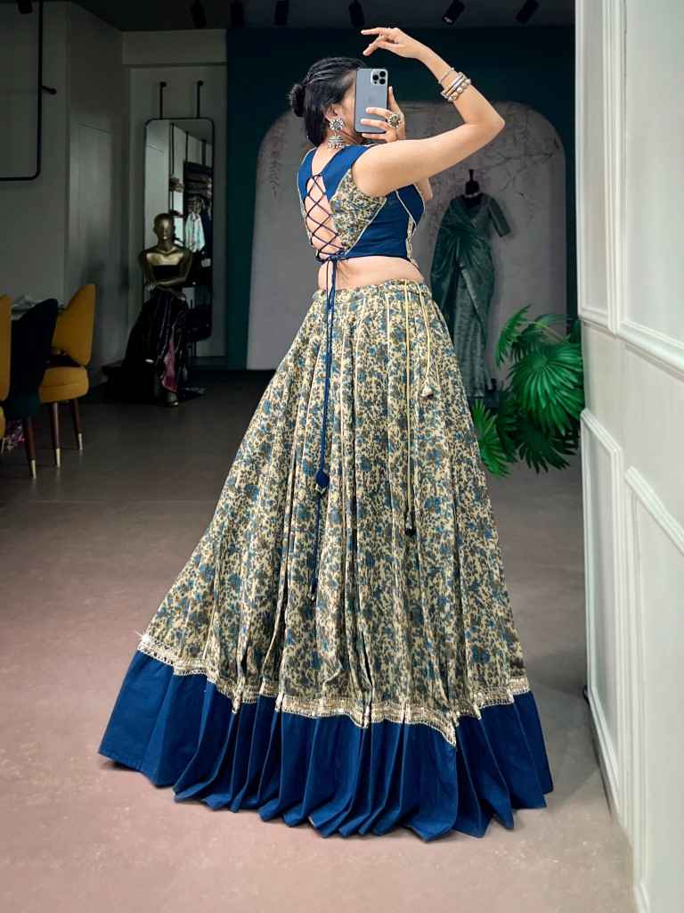 POLYESTER VISCOSE CHANDERII MIRROR WORK NAVRATRI LEHENGA CHOLI