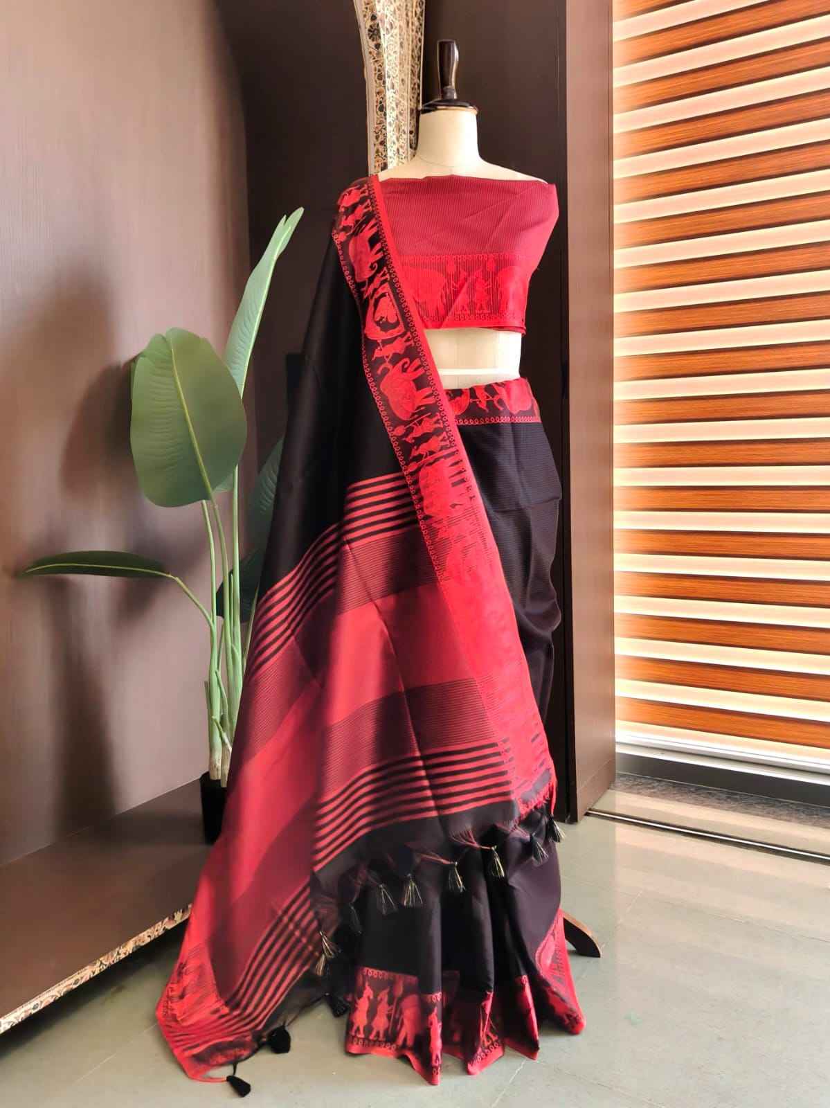 PREMIUM KHADI RAW SILK LINING ZARI WEAVING SAREE 