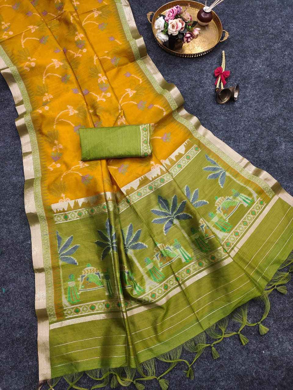 PREMIUM KHADI RAW SILK PICHWAI RESHAM WEAVING SAREE 