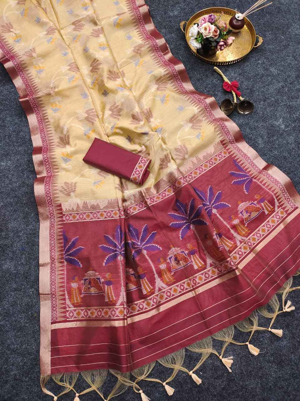 PREMIUM KHADI RAW SILK PICHWAI RESHAM WEAVING SAREE 