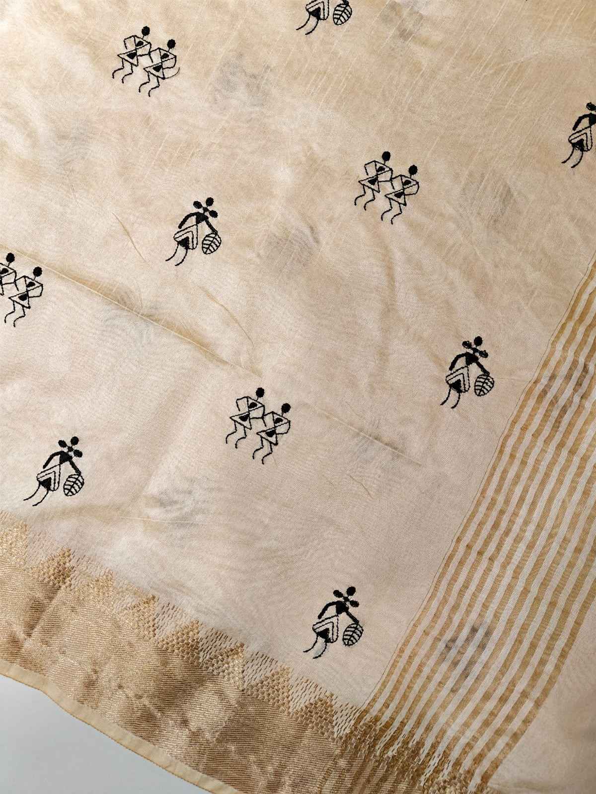 PREMIUM SOFT ASSAM SILK EMBROIDERED WARLI DESIGN SAREE