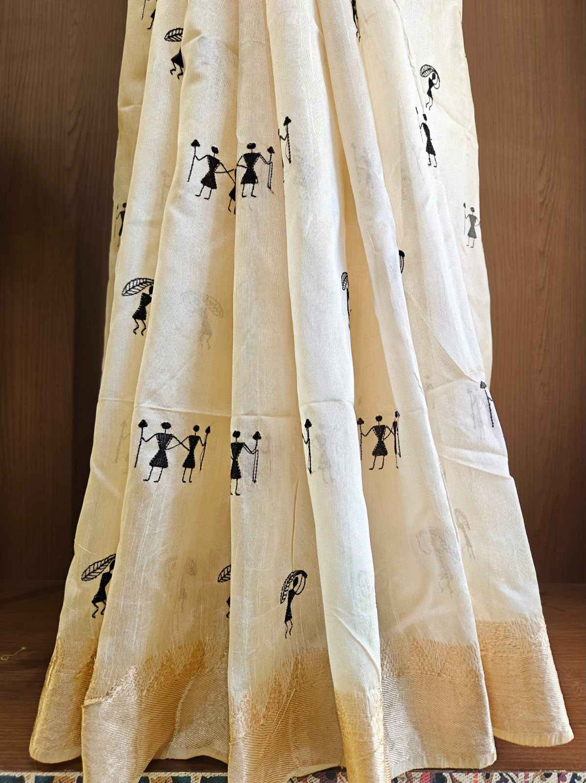 PREMIUM SOFT ASSAM SILK EMBROIDERED WARLI DESIGN SAREE