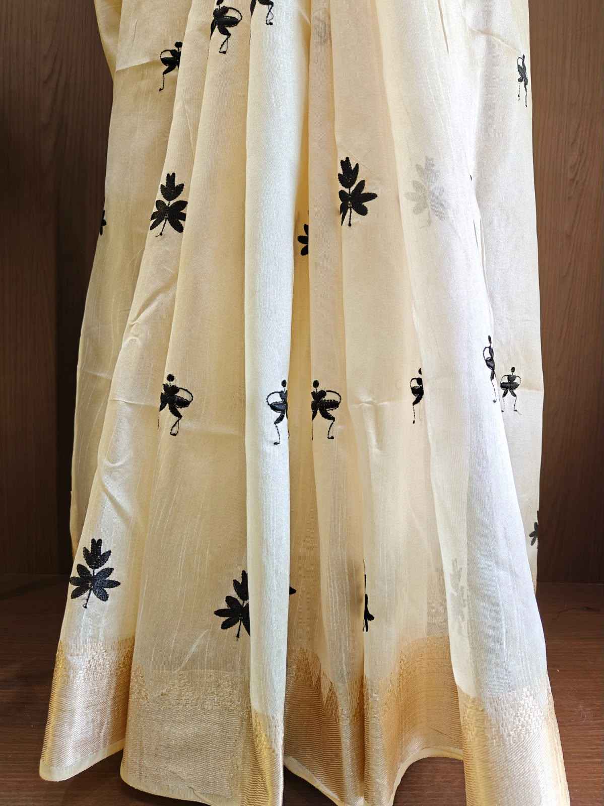 PREMIUM SOFT ASSAM SILK EMBROIDERED WARLI DESIGN SAREE