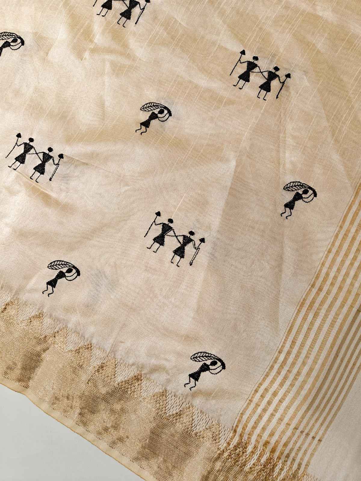 PREMIUM SOFT ASSAM SILK EMBROIDERED WARLI DESIGN SAREE