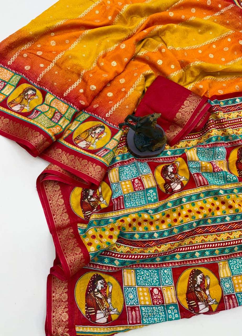 PREMIUM SPICE SILK ZARI WOVEN BORDER SAREE 