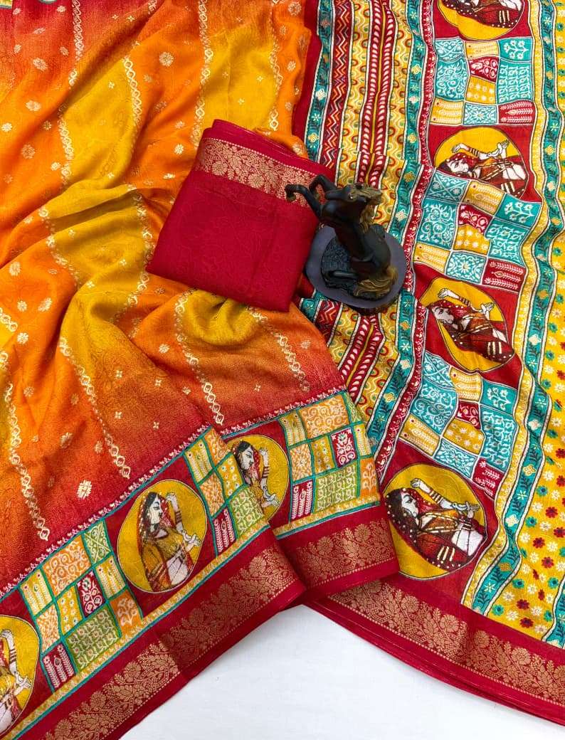 PREMIUM SPICE SILK ZARI WOVEN BORDER SAREE 