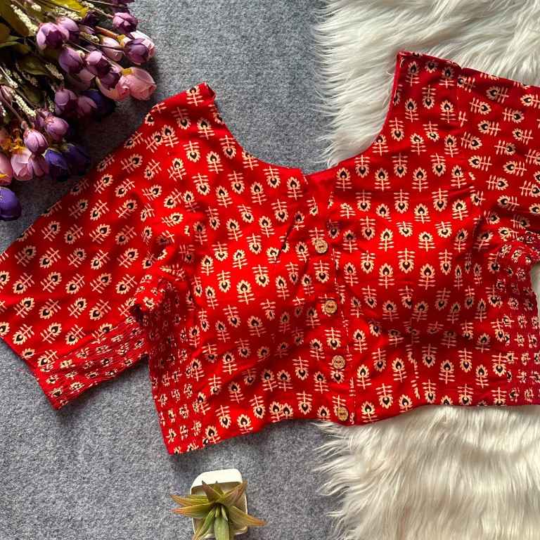 PURE AJRAKH COTTON HANDBLOCK PRINT BLOUSE 