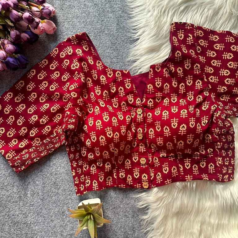 PURE AJRAKH COTTON HANDBLOCK PRINT BLOUSE 