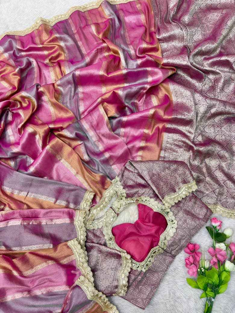 PURE BANARASI MULTI TISSUE SILK ZARI WEAVING SAREE