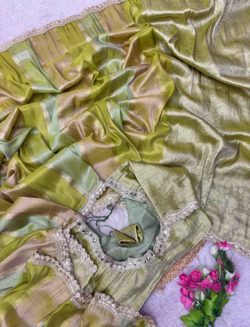 PURE BANARASI MULTI TISSUE SILK ZARI WEAVING SAREE
