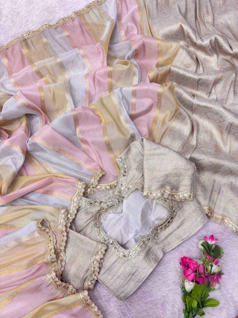 PURE BANARASI MULTI TISSUE SILK ZARI WEAVING SAREE