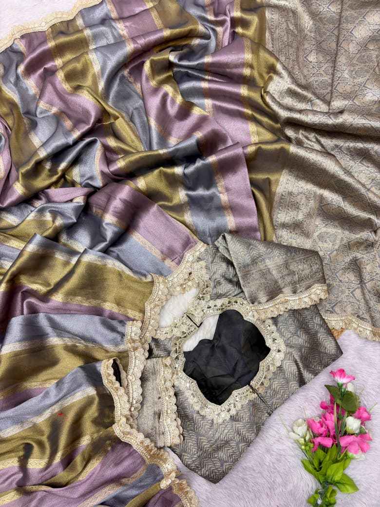 PURE BANARASI MULTI TISSUE SILK ZARI WEAVING SAREE