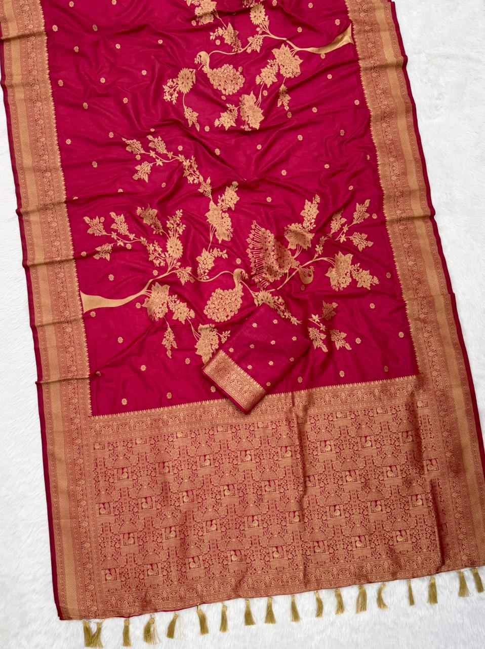 PURE BANARASI KHADI SILK GOLD ZARI WEAVING SAREE 1