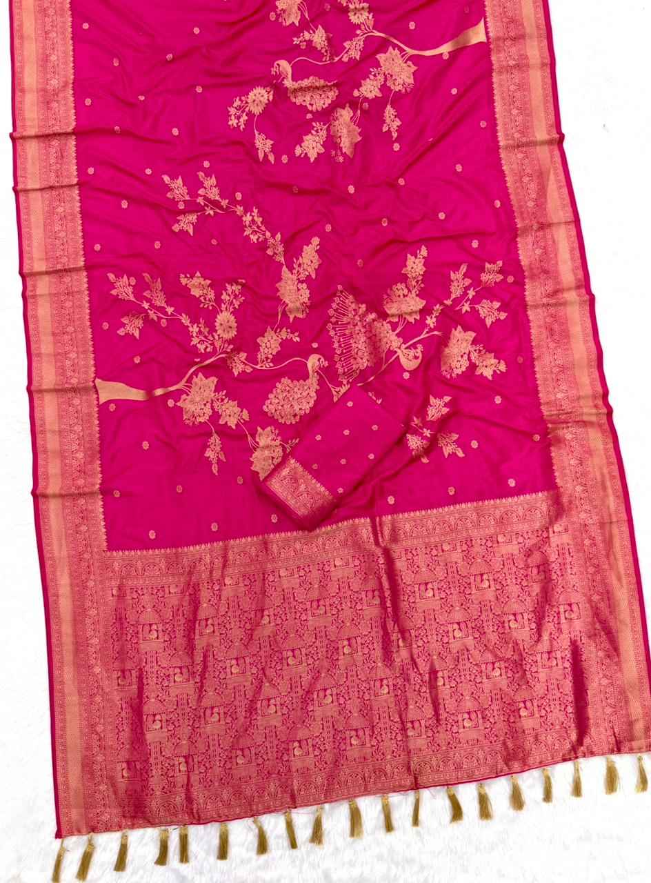 PURE BANARASI KHADI SILK GOLD ZARI WEAVING SAREE 1