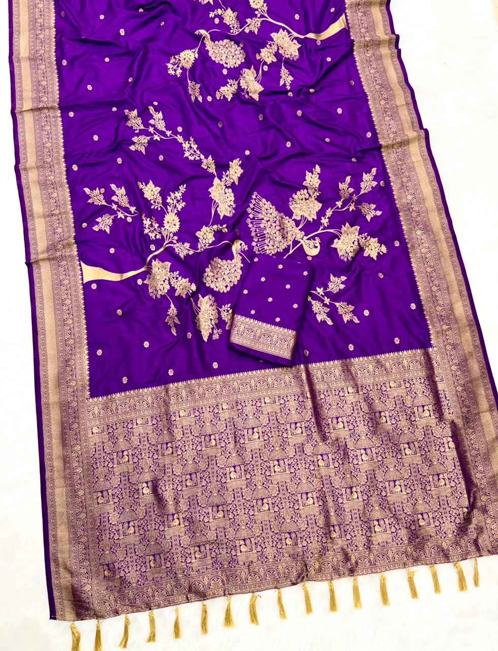 PURE BANARASI KHADI SILK GOLD ZARI WEAVING SAREE 1