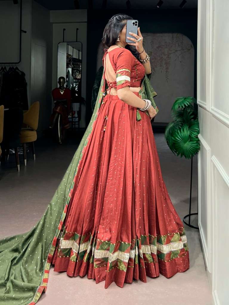 PURE CHANDERI ZARI WEAVING BUTTI DESIGNER NAVRATRI LEHENGA CHOLI