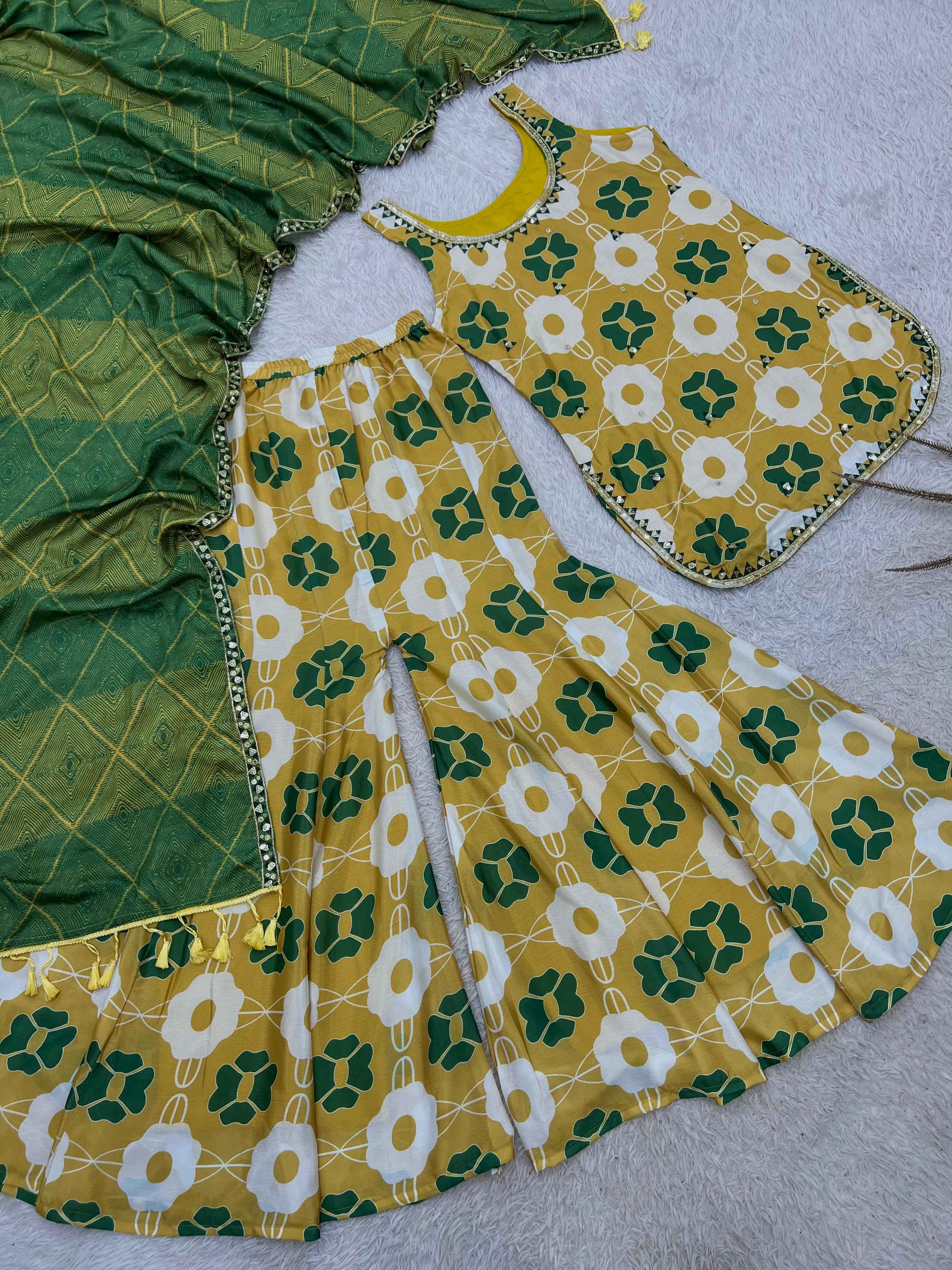 PURE CHINON SILK EMBROIDERY SEQUENCE WORK READYMADE SUIT 1
