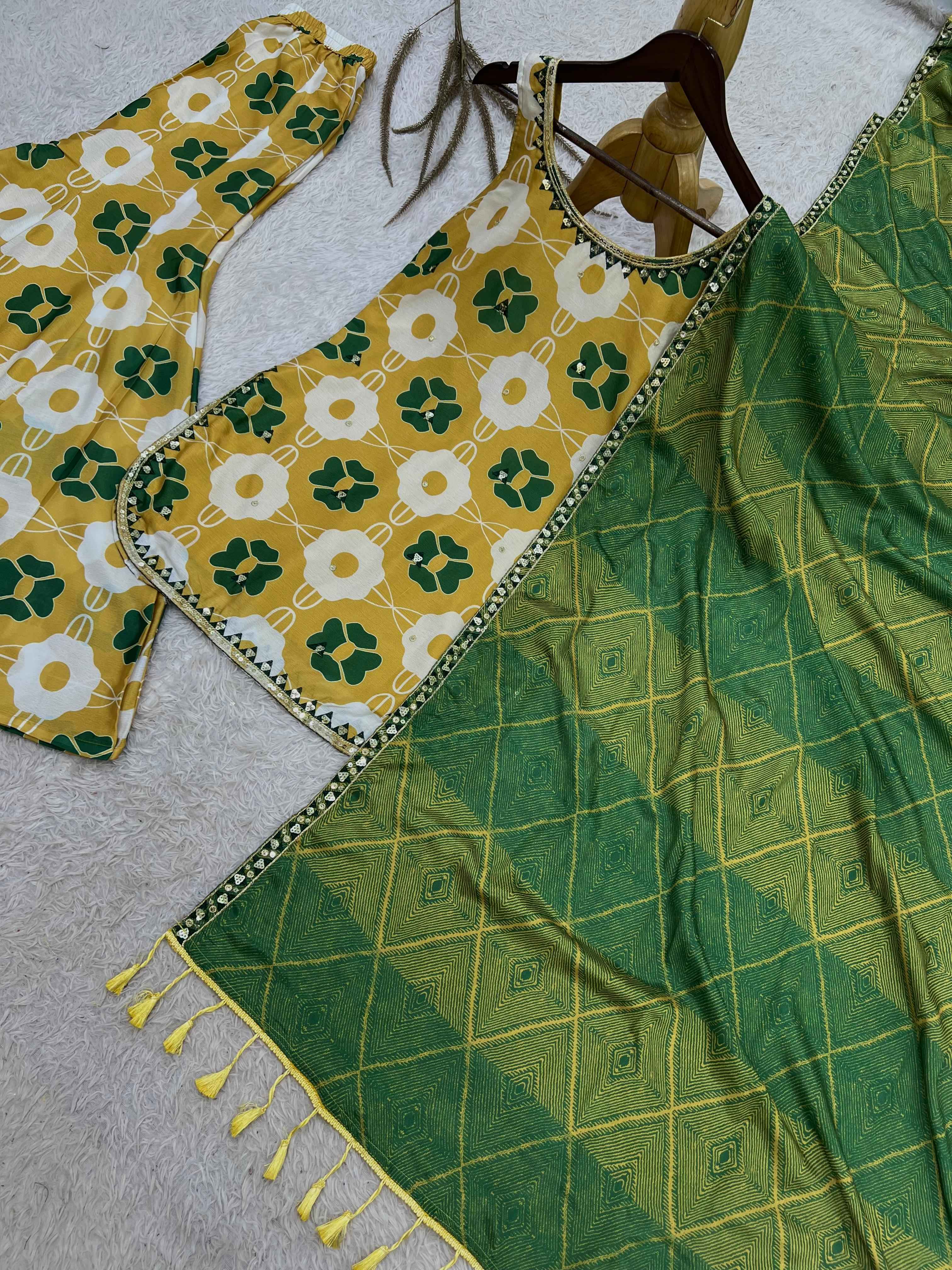 PURE CHINON SILK EMBROIDERY SEQUENCE WORK READYMADE SUIT 1
