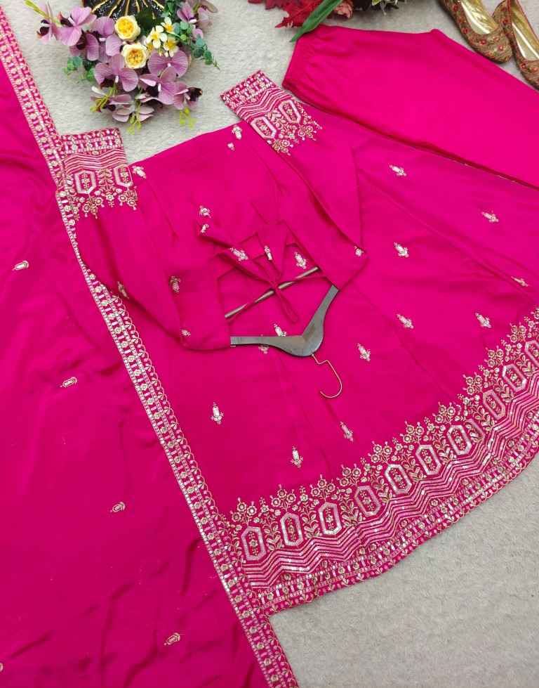 PURE CHINON SILK EMBROIDERY SEQUENCE WORK READYMADE SUIT 2