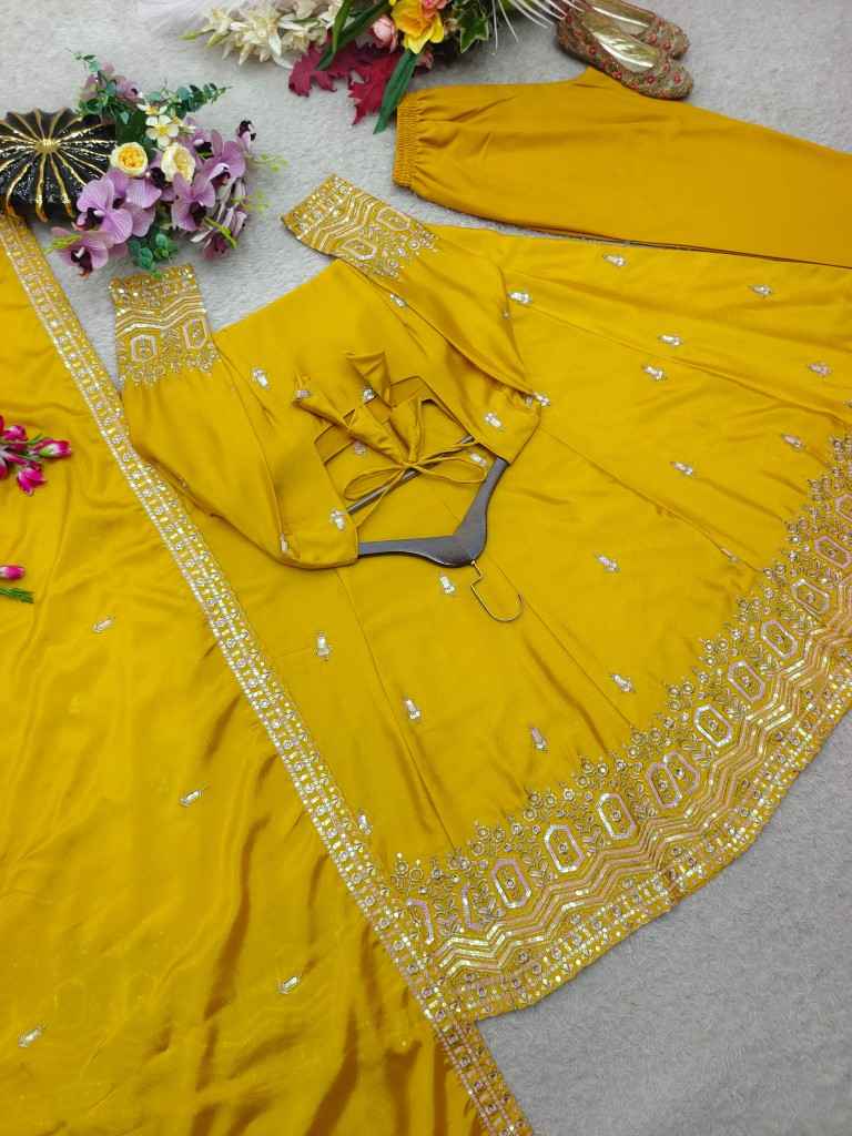 PURE CHINON SILK EMBROIDERY SEQUENCE WORK READYMADE SUIT 2