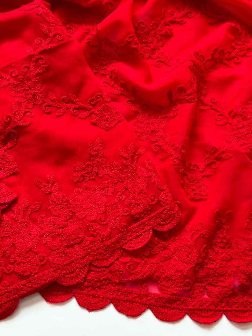 PURE GEORGETTE CHIKANKARI EMBROIDERY WORK SAREE