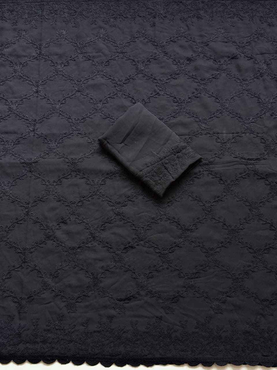 PURE GEORGETTE CHIKANKARI EMBROIDERY WORK SAREE
