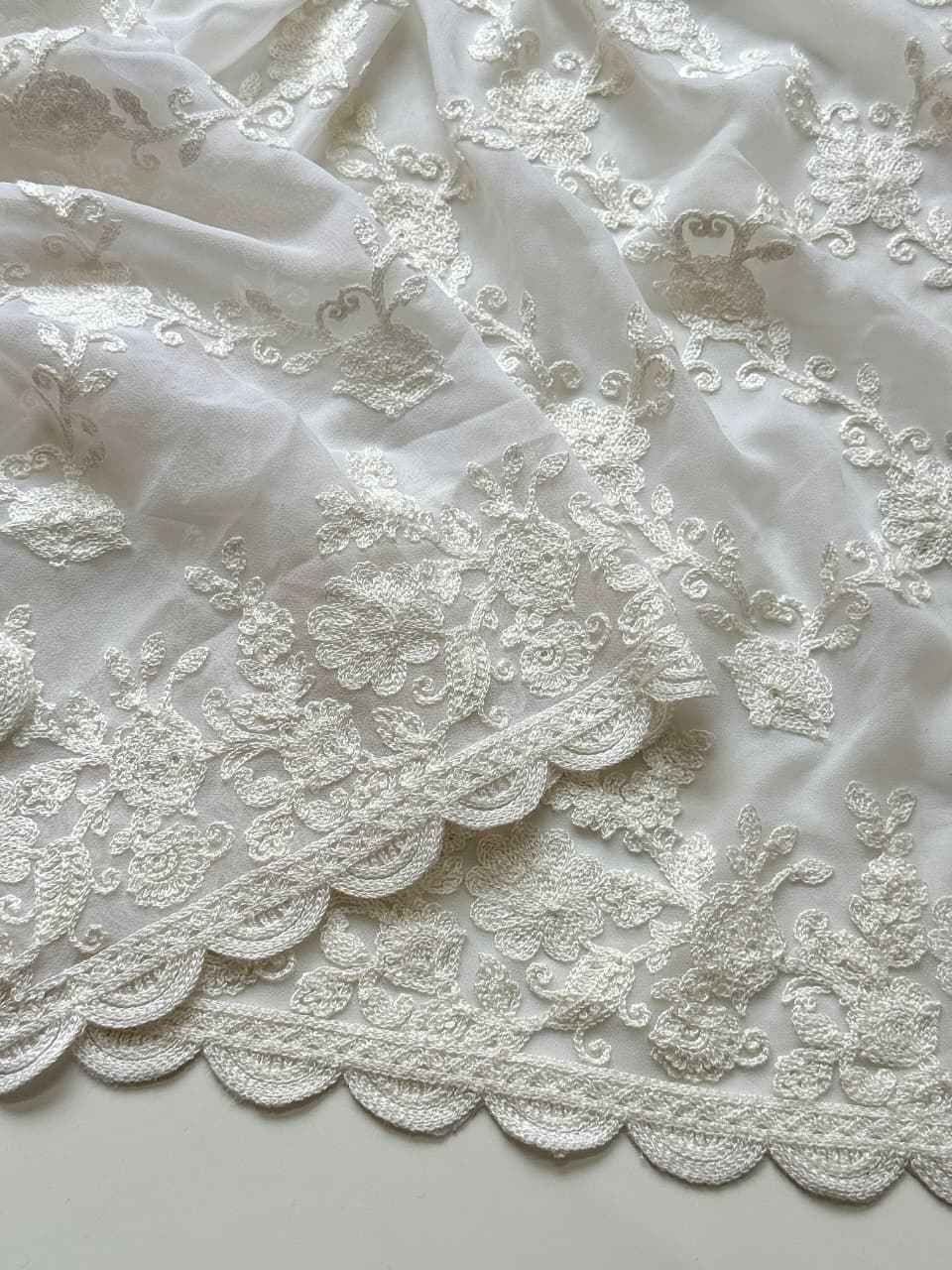 PURE GEORGETTE CHIKANKARI EMBROIDERY WORK SAREE