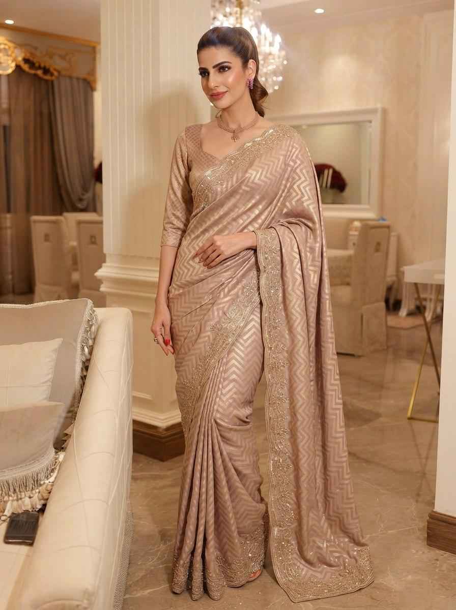PURE KANJIVARM SILK CUTDANA BEADS & SEQUANCE WORK SAREE