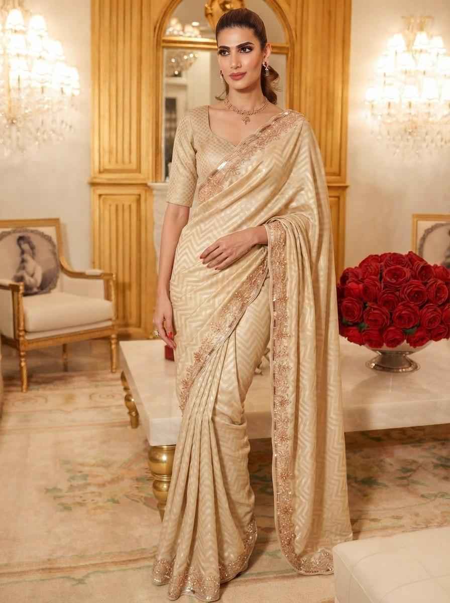 PURE KANJIVARM SILK CUTDANA BEADS & SEQUANCE WORK SAREE