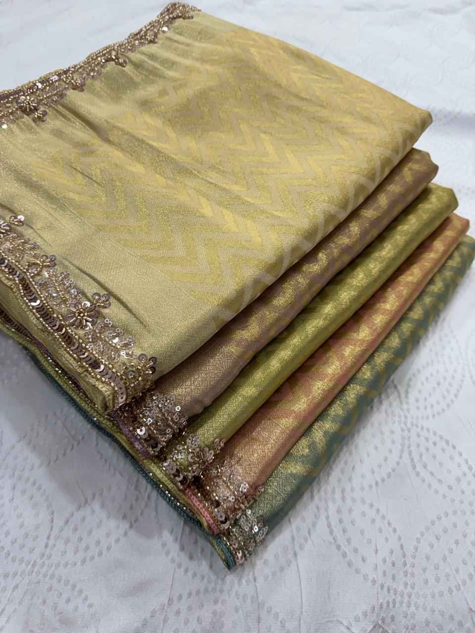 PURE KANJIVARM SILK CUTDANA BEADS & SEQUANCE WORK SAREE