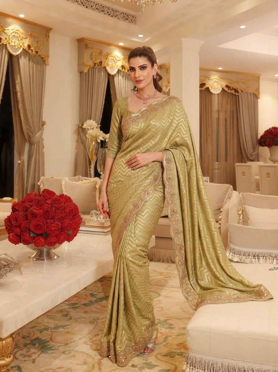 PURE KANJIVARM SILK CUTDANA BEADS & SEQUANCE WORK SAREE