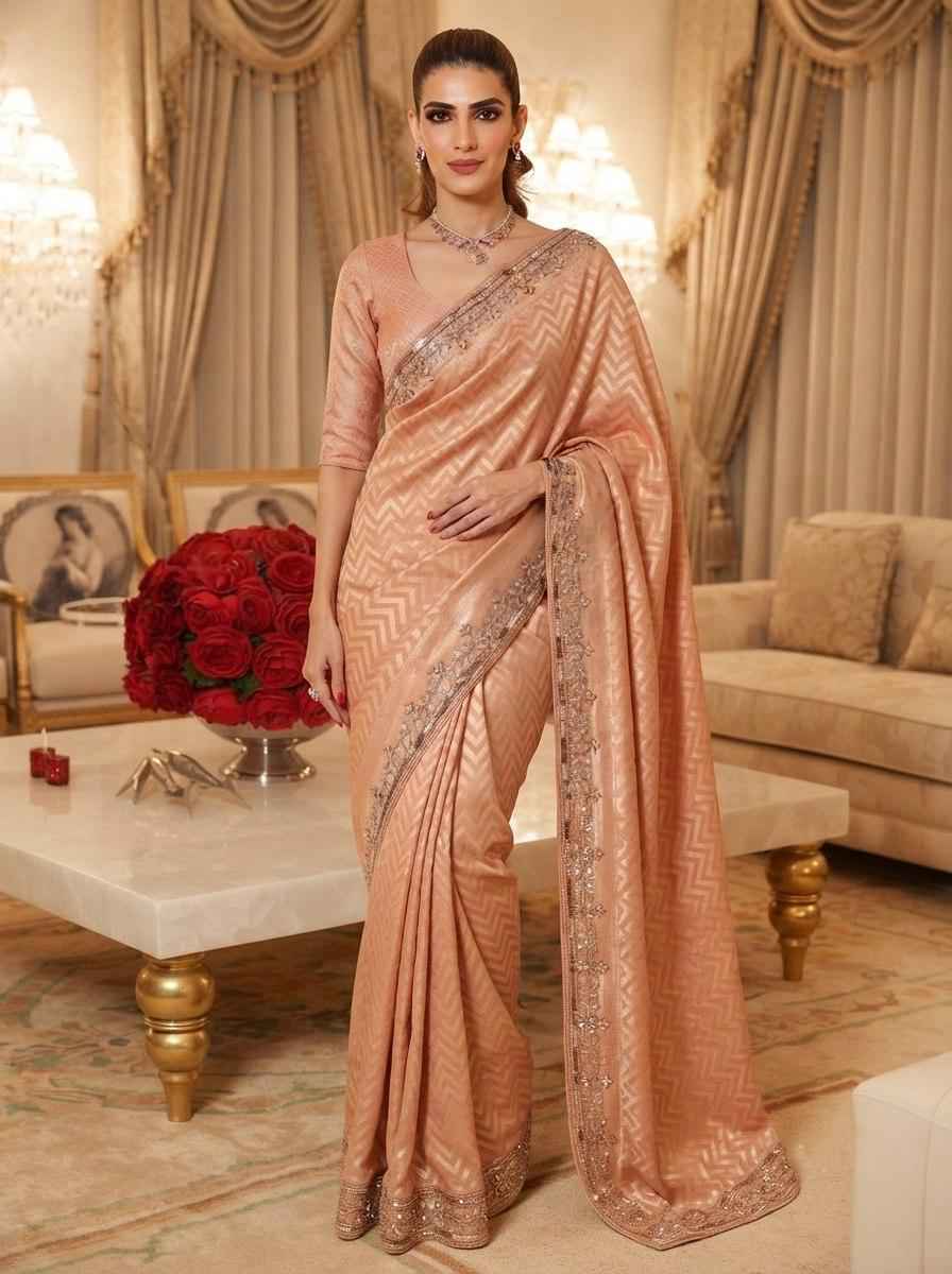 PURE KANJIVARM SILK CUTDANA BEADS & SEQUANCE WORK SAREE
