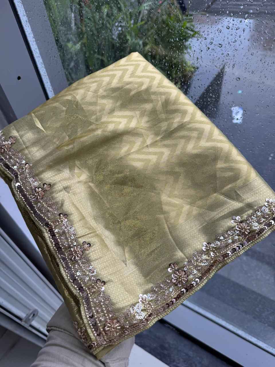PURE KANJIVARM SILK CUTDANA BEADS & SEQUANCE WORK SAREE