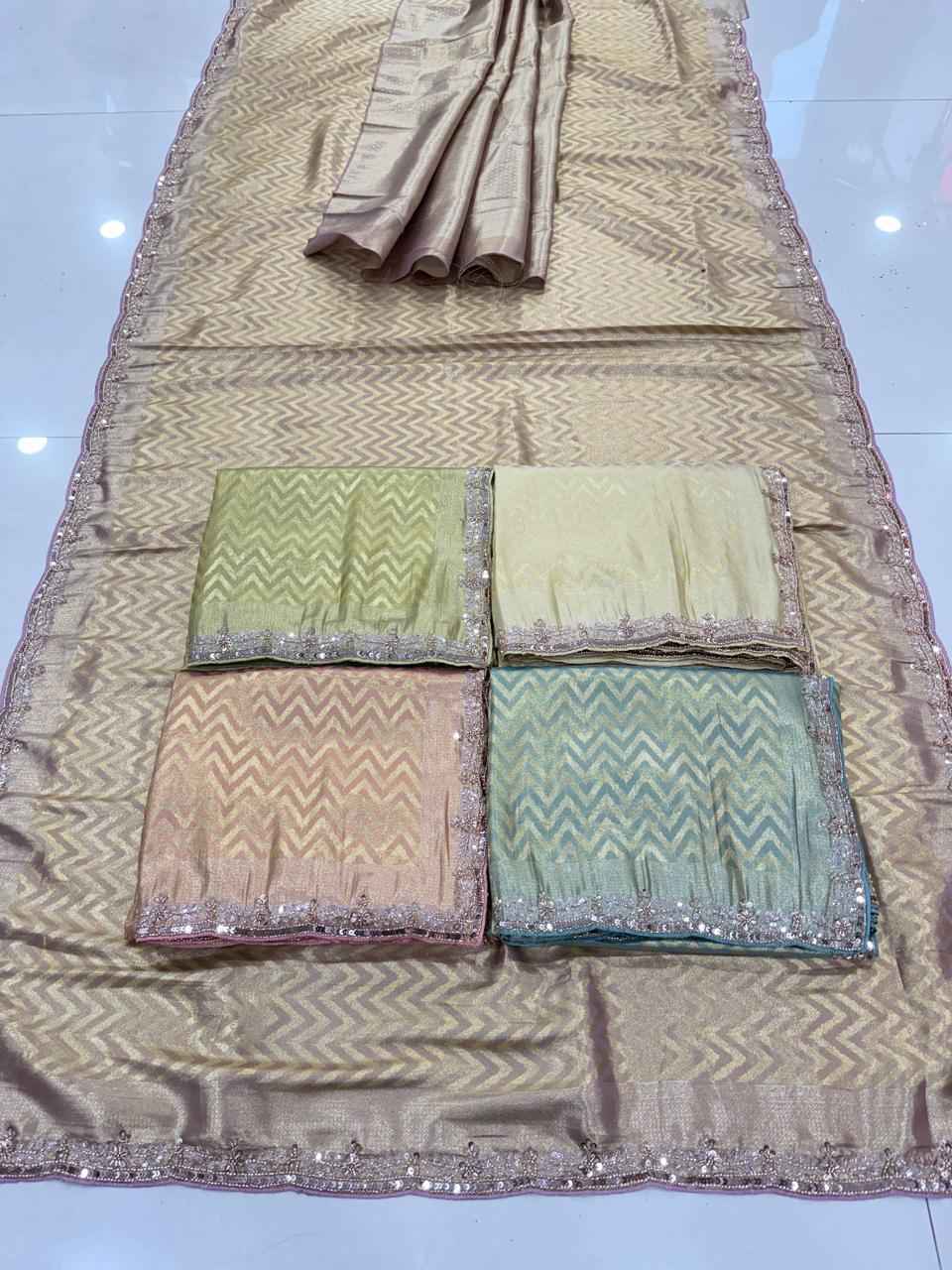 PURE KANJIVARM SILK CUTDANA BEADS & SEQUANCE WORK SAREE
