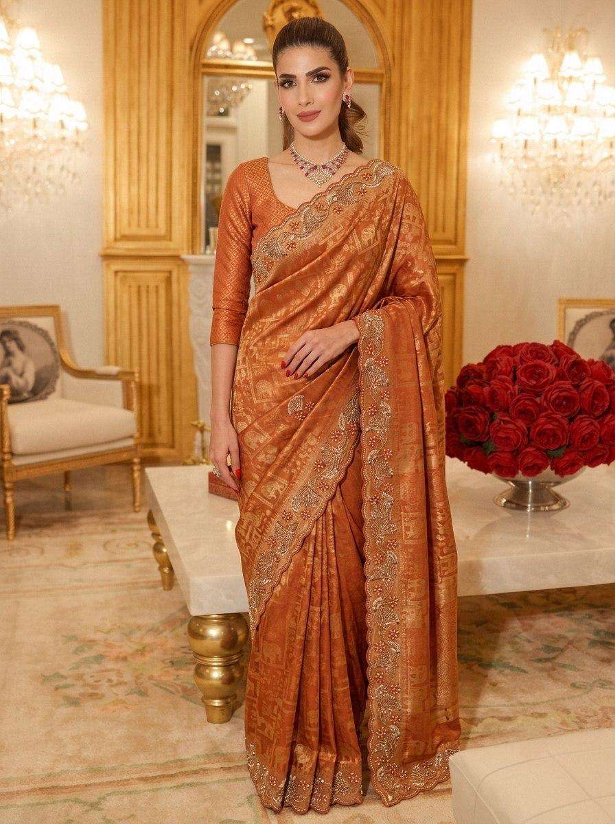 PURE KANJIVARM SILK BEADS & SEQUANCE WORK SAREE