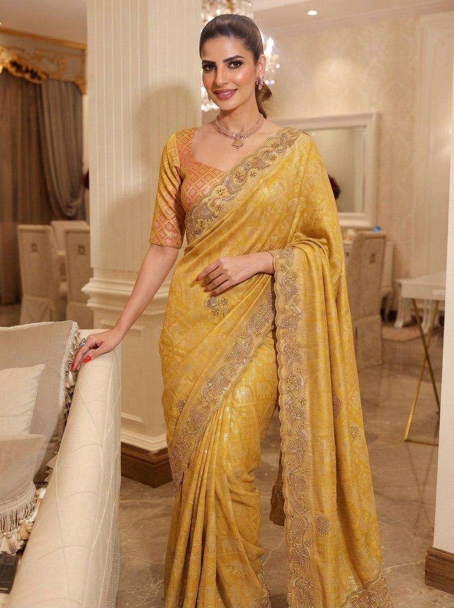 PURE KANJIVARM SILK BEADS & SEQUANCE WORK SAREE