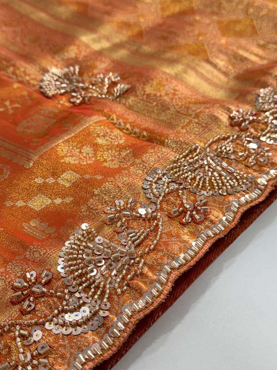 PURE KANJIVARM SILK BEADS & SEQUANCE WORK SAREE