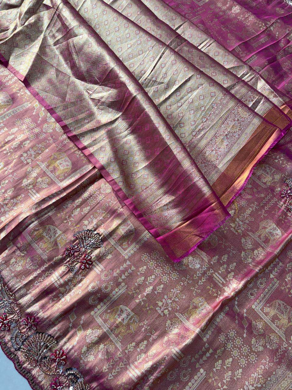 PURE KANJIVARM SILK BEADS & SEQUANCE WORK SAREE