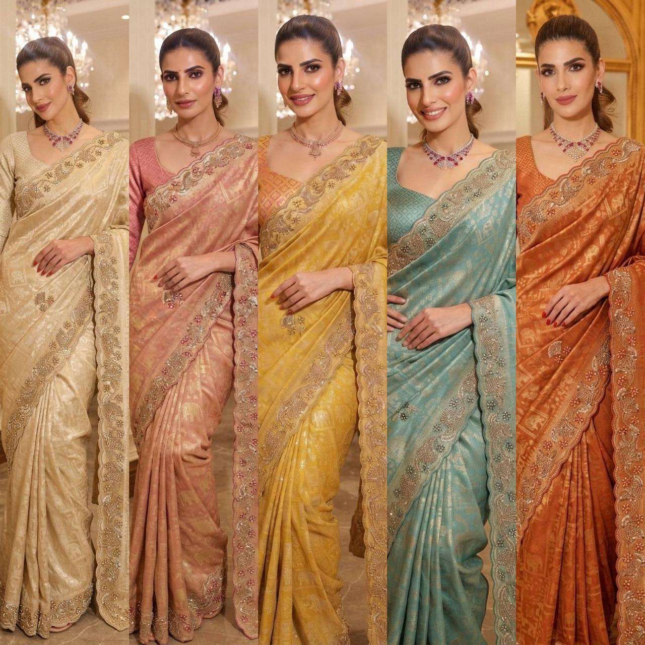 PURE KANJIVARM SILK BEADS & SEQUANCE WORK SAREE