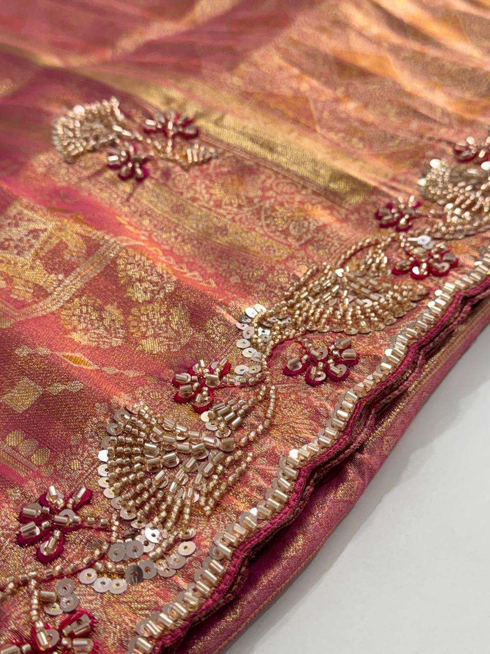PURE KANJIVARM SILK BEADS & SEQUANCE WORK SAREE