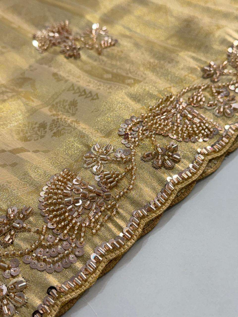 PURE KANJIVARM SILK BEADS & SEQUANCE WORK SAREE