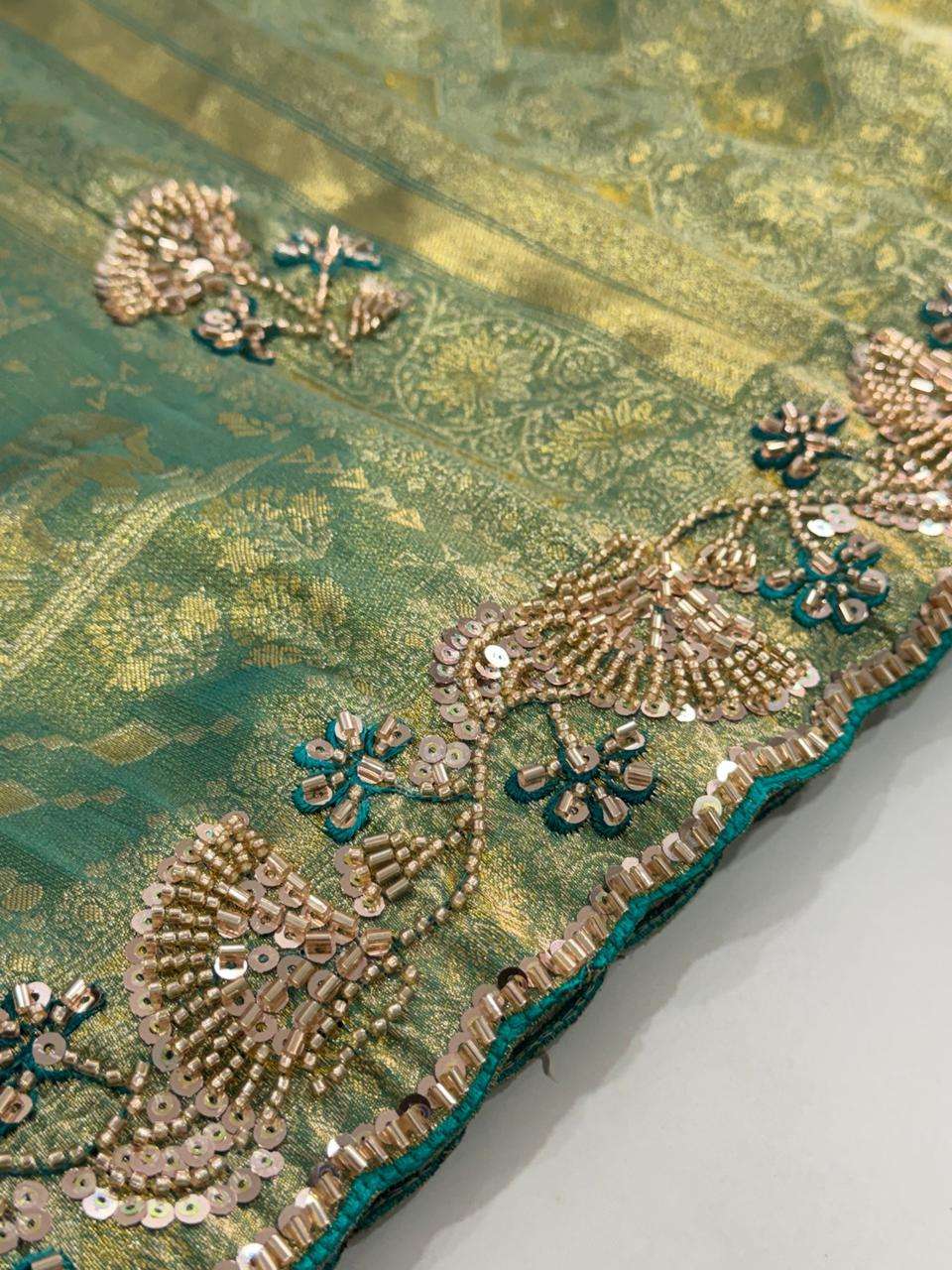 PURE KANJIVARM SILK BEADS & SEQUANCE WORK SAREE